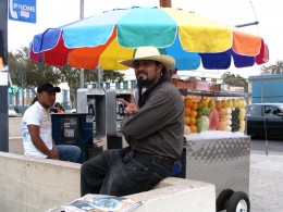 Rt. 66: West Hollywood: street vendor for peace