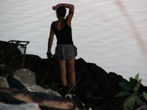 Down LA River Part 11: homeless woman under bridge