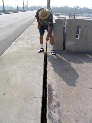 Down LA River Part 3: John Varley examines crack in bridge