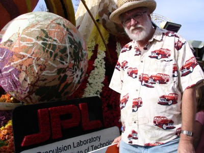 Rt. 66: 2008 Tournament of Roses Parade: John Varley next to JPL float