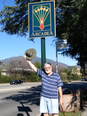 Rt. 66: Colorado Blvd: John Varley waves hat