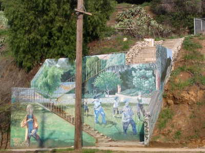 Rt. 66: Highland Park to Pasadena: Eagle Rock mural, Tai Chi