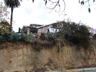 Rt. 66: Echo Park - houses on sandstone cliff