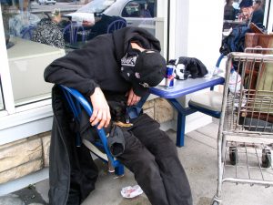 Sunset Boulevard - Part Six: Hooray! Hollywood! sleeping homeless man with Chihuahua