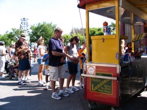 Disneyland and California Adventure Part 8: John Varley lines up for frozen lemonade