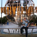 John Varley in front of Universal Globe