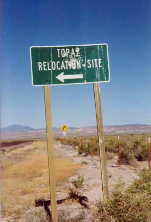 Topaz Central Utah WRA Relocation Center: road sign