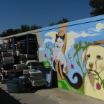 Burbank Animal Shelter: dog mural & carriers